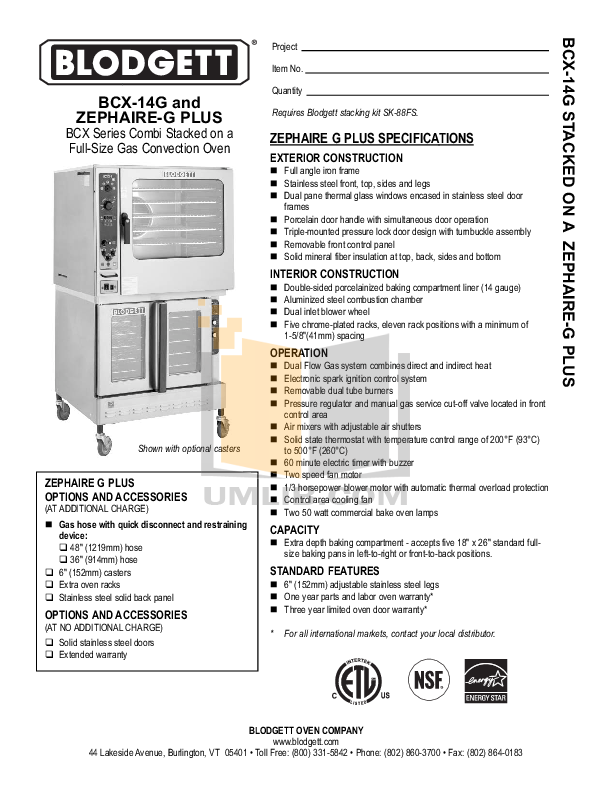 Download free pdf for Blodgett ZEPHAIREG Oven manual